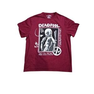 Deadpool Maximum Effort Mens Graphic T-Shirt‎ Burgundy Marvel Studios size LG